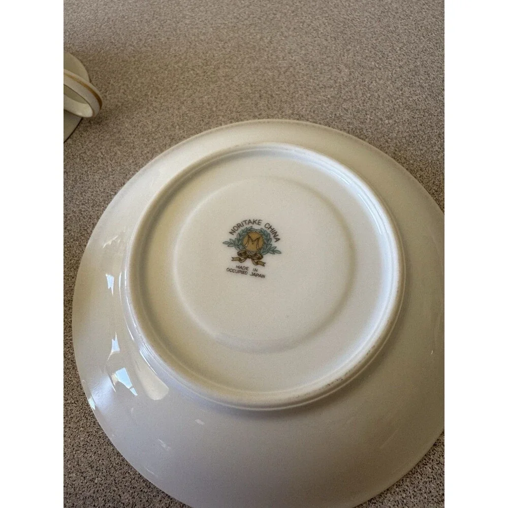Vintage Noritake China Occupied Japan Floral Tea Cups & Saucer Set Gold Trim